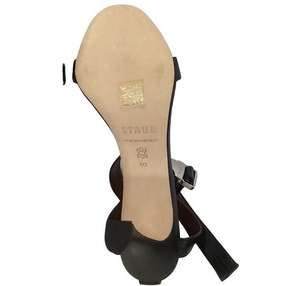 Staud Viva Ankle Strap Sandal In Black Leather Size 10 Heels - Picture 11 of 11